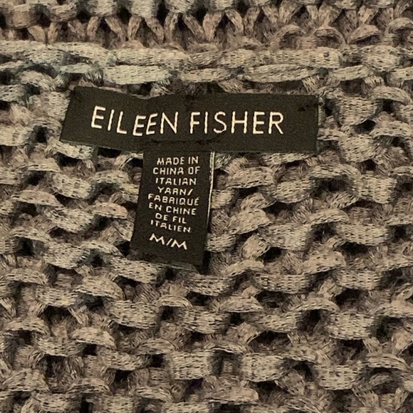 Eileen Fisher gray Organic Cotton Nylon Open Knit Boxy Sweater Top M sustainable - Picture 3 of 5